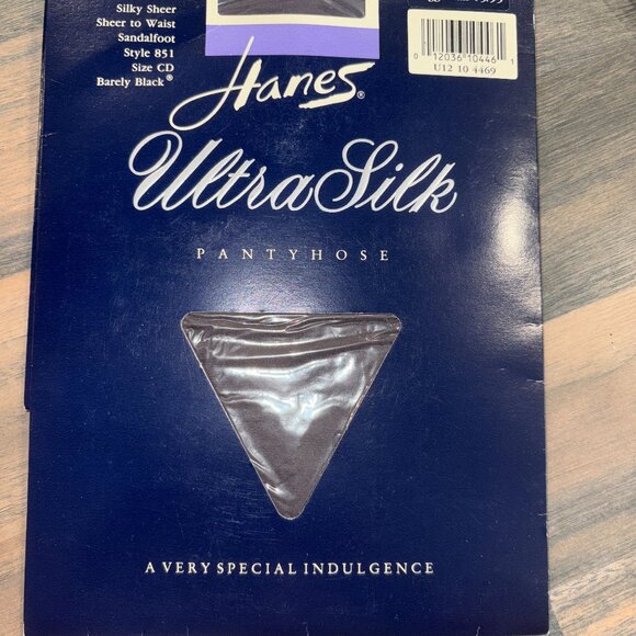 VTG 90s 2 Hanes Ultra Silk Pantyhose Barely Black Taupe Sz CD Style 851 - Picture 2 of 4